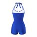 Women's Conservative Slimming Tie-Up One Piece Swimsuit American Style Flat Angle Bikini Beach Swimwear_ecoleips.com