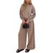Plus Size Leopard Print Two Piece Set Round Neck Long Sleeve Top With Elastic Waist Loose Fitting Trousers Women's Trendy Outfit_ecoleips.com