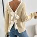 Aria Basics Aria Basics European And American Autumn Winter New For Women Cross-Border Fashion Back Bow Decoration Round Neck Pullover_ecoleips.com