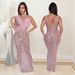 Women's Clothing Backless Printed Round Neck Dress Sleeveless Hip Long Skirt_ecoleips.com