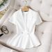 Women’s Clothing Black Short Sleeved Suit Jacket For Women Thin Summer Temperament Professional Suit Hotel Front Desk Work Clothes Suit Formal Wear_ecoleips.com