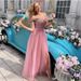 Women's Clothing Elegant Sleeveless Slit Sequin Evening Gown With Sheer Tulle Skirt - V-Neck Princess Dress For Prom, Party & Special Occasions_ecoleips.com