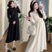 Autumn New Korean Fashion Half High Neck Knitted Maternity Dress_ecoleips.com