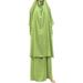 Dubai Trendy Style Nida Two-Piece Set Solid Color Hooded Cuffed Robe Dress_ecoleips.com