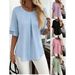 Women's Floral Ruffle Trim Relaxed Fit Blouse Short Sleeve Flowy Tunic Top for Summer_ecoleips.com