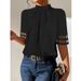 Independent Website 2023 Summer New European And American Black Solid Color Pleated High-neck Top_ecoleips.com