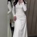 Aria Basics Aria Basics 2024 Spring New European And American Cross-Border Solid Color Slim-Fit Pleated Long-Sleeve High-Waisted Dress_ecoleips.com