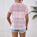 European And American Cross-border 2026 Summer Solid Color Fashion Loose Lace V-neck Batwing Short-sleeve T-shirt_ecoleips.com