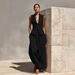 Women's Slimming Vest And Pants Set Solid Color V Neck Sleeveless Casual Outfit For Summer_ecoleips.com