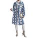 Women's Autumn/Winter Flap Pocket Plaid Coat Thick Mid-Length Outerwear Blue And White Checkered Design_ecoleips.com