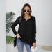 Spring And Autumn Chiffon Sunscreen Black Shirt Women's Long Sleeve Han Fan Medium And Long BF Style Loose Sexy Pajama Shirt_ecoleips.com