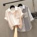 Women's Clothing Slightly Fat And Thin Striped Tops Large Size All Match Fat Girl Age Reducing Shirt_ecoleips.com