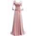 Women's Clothing Lace Evening Dress Applique Bride Toast Dress Three Quarter Sleeve Low Round Neck Banquet Evening Dress_ecoleips.com