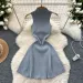 2025 New Summer Elastic Simple Style Sweater Dress Sleeveless Half High Collar Sundress Fashion Knitted A Line Ladies Mini Dress_ecoleips.com