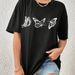2025 New European And American Foreign Trade Butterfly Print Summer Simple Casual Round Ne T-Shirt In_ecoleips.com