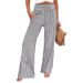 European And American 2026 Cross-border Foreign Trade Striped Casual Pants, Loose, Elasticated, High-waisted,_ecoleips.com