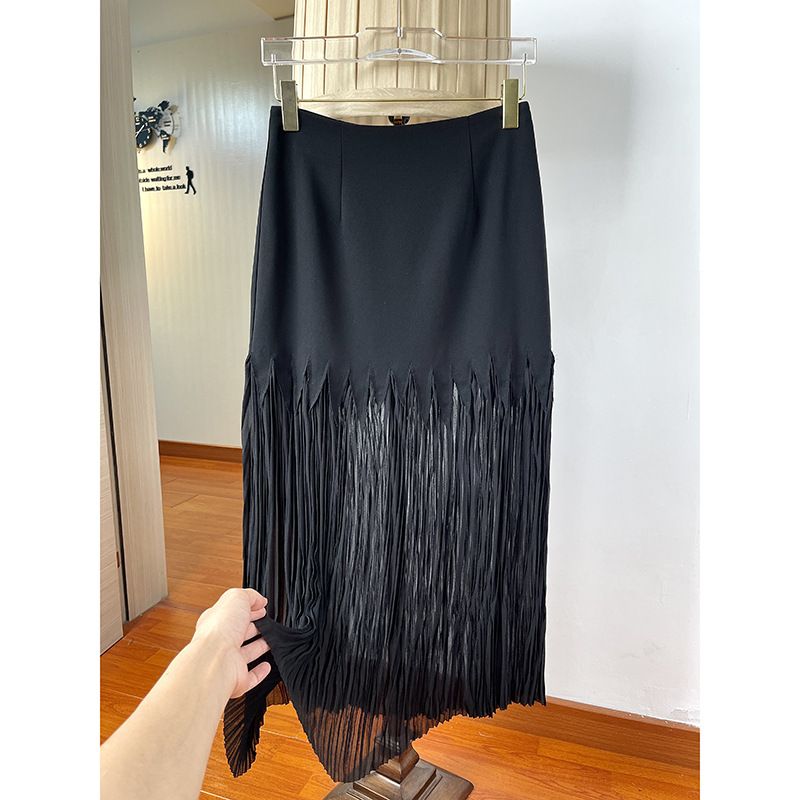 Verve Elegant And Stylish High-Waisted Pleated Long For Women, Summer Artistic Skirt With Draping Effect_ecoleips.com