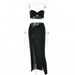 Women's Clothing Sexy Suspender Tube Top Suit For Women Autumn New Fashion Tight High Waist Slit Skirt Two Piece Set_ecoleips.com