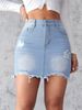 K New Slim Fit Denim Skirt With Holes, Women's Fringed Short Skirt_ecoleips.com