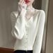 Aria Basics Aria Basics European American Style 2025 Spring Autumn Women's Lace Patchwork Sweater With Stacked Collar, Fashionable And Versatile_ecoleips.com
