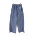 Women's High Waist Loose Fit Cotton Wide Leg Pants With Letter Embroidery – Summer Casual Drawstring Trousers_ecoleips.com