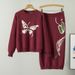 Women's Clothing New Spring Suit Women's Butterfly Embroidered Sweater Skirt Fashionable Two Piece Skirt_ecoleips.com