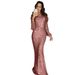 Women's Clothing Long Skirt Evening Dress Long Sleeved Tassel Dinner Dress_ecoleips.com