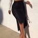 Aria Basics Aria Basics Autumn Winter European And American Foreign Trade Leather Women's Fashion Slit Slim Mid-Length Bodycon Half PU_ecoleips.com