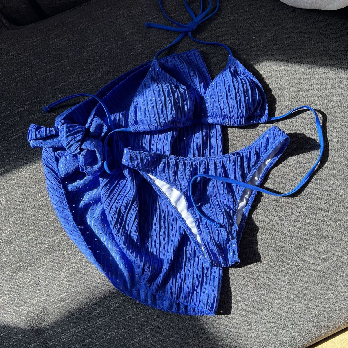 Women's Clothing Swimsuit Three Piece Backless Drawstring Strap Bikini Bikini Three Piece Swimsuit_ecoleips.com