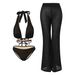 Women's Clothing Black Knitted Beaded Straps Sexy Split Swimsuit Suit_ecoleips.com