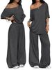 Women's Clothing Spring/Summer Women's Casual Wide Leg Pants Suit Solid Color Sports Two Piece Loose Trousers_ecoleips.com
