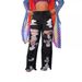 Trendy Distressed Ripped Jeans For Women - High Waist Straight Leg Denim Pants With Floral Embroidery - Comfortable Stretch Fabric_ecoleips.com