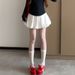 K Flower Bud Short Skirt, Female High Waist, White A-line Bubble Puff Skirt, Cake Skirt, Half Body Skirt_ecoleips.com