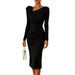 Elegant One-Shoulder Bodycon Dress With 3D Floral Appliques For Women, Night Out Cocktail Party Guest Dresses_ecoleips.com