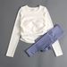 New Yoga Suit Women's Suit With Chest Pad Tight Bottom Shirt Pleated Slimming Running Fitness Top Long Sleeve_ecoleips.com