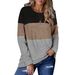 Autumn Winter New European And American Clothing . Women's Round Neck Pullover Color Block Sweatshirt Cross-Border_ecoleips.com