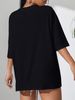 Women's Casual Black T-Shirt round Neck Short Sleeve Breathable Cotton Polyester Top with Loose Butterfly Print for Spring/Autumn Summer_ecoleips.com