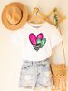 European And American Cross-border Foreign Trade Women's Clothing, Simple Heart-printed Round-neck Short-sleeve T-shirt_ecoleips.com