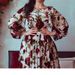 Muslim-Friendly Bohemian Floral Print Dress Short Ruffle Sleeve Waist Tie Rose Pattern Breathable Polyester Blend S XL_ecoleips.com