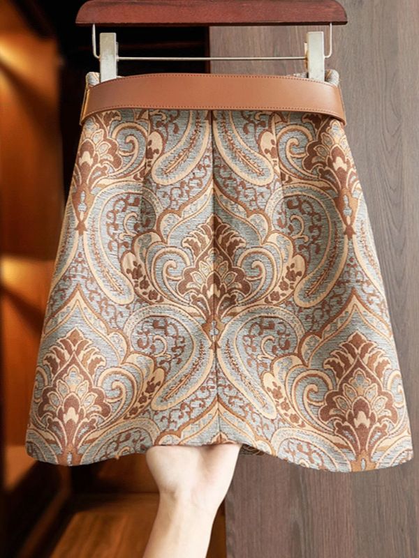 Vintage-Inspired High Waist A-Line Skirt – Elegant Brown Bodycon Pencil Skirt For Women_ecoleips.com