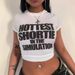 American Retro Basic Letter Short Sleeved T Shirt, Summer Women's Sexy Slim Fit, Off Shoulder, Cropped Top, Versatile._ecoleips.com