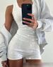 Women's Clothing Ribbed U-Neck Sleeveless Top & Shorts Set – Stretchy Polyester, Casual & Office Wear_ecoleips.com