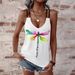 Women's Butterfly Print Sleeveless Top Double Strap Vest Short Tank Camis For Spring/Autumn Summer_ecoleips.com
