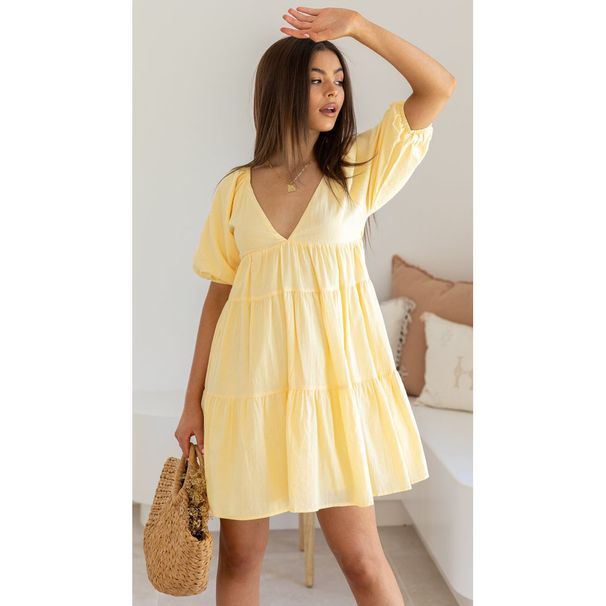 European American Fashion Women's Clothing, New Spring-summer Collection, Solid Color Casual V-neck_ecoleips.com