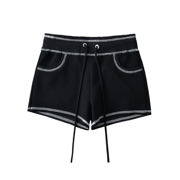Women's Clothing Color Bright Line Casual Shorts Hot Girl Low Waist Drawstring Slim Sports Hot Pants_ecoleips.com