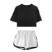Women's Clothing Summer Dance Costume Set Navel Exposed Short Sleeved T Shirt Solid Color Shorts Set_ecoleips.com