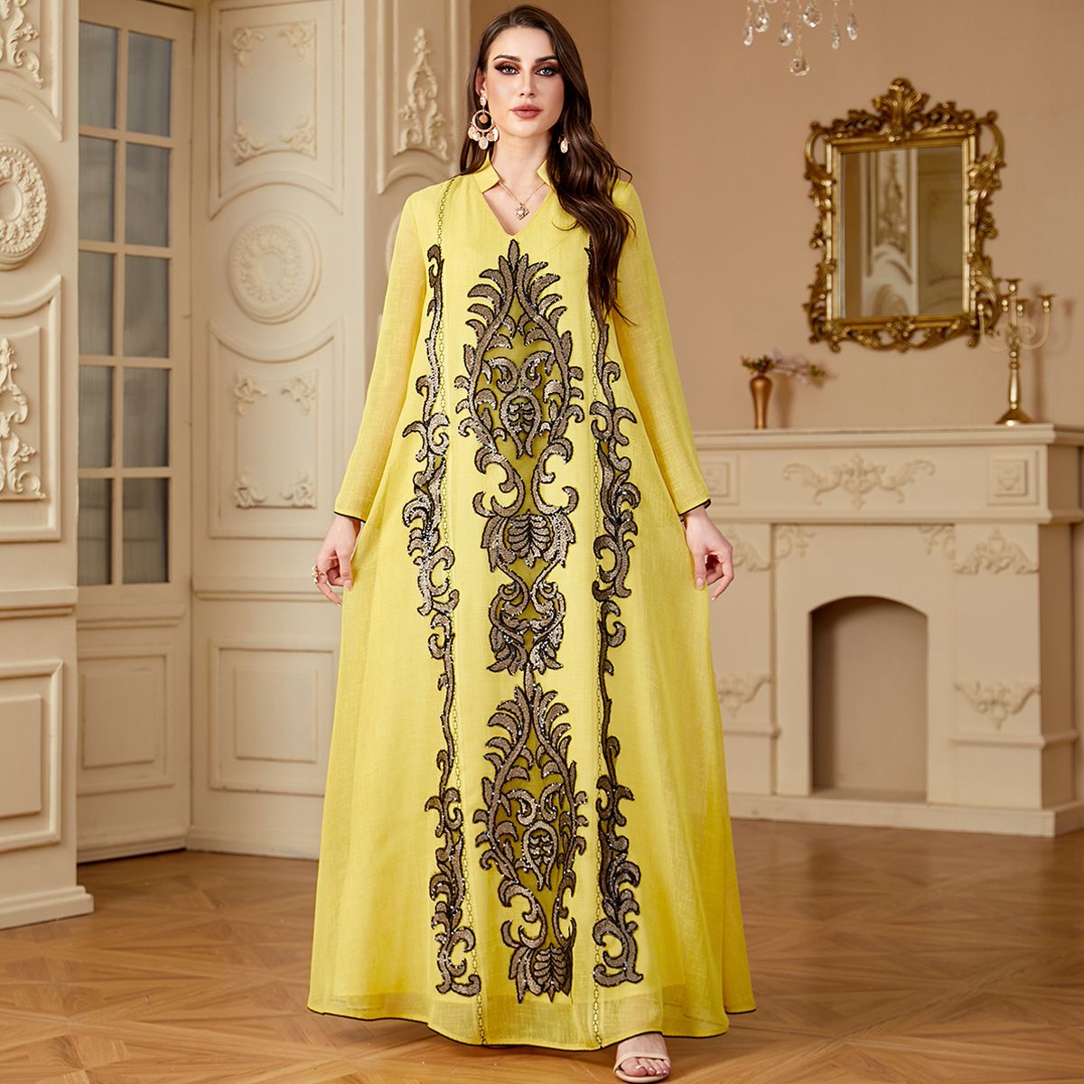 Women's Embroidered Dress Robe New Autumn Winter Style Muslim Fashion Clothing_ecoleips.com