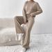 Relaxed Fit Knit Turtleneck Sweater & Elastic Waist Wide Leg Pants Set – Cozy Autumn Winter Loungewear For Women_ecoleips.com
