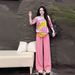 Women's Clothing Style Women's Summer Casual Two Piece Set Short Sleeved T Shirt And Slimming Wide Leg Pants Design_ecoleips.com