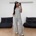 European And American Cross-Border Asymmetrical Neck Wide-Leg Set 2026 Autumn Winter Women's Casual Solid Color Sports_ecoleips.com